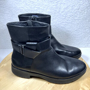 FitFlop Ankle Boots Womens 8.5 Black Ankle Zip Comfort Casual Moto Shoes